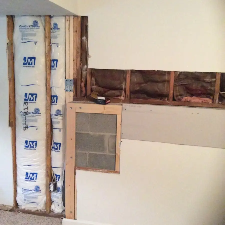 Wall insulation replacement during Basement Flood Cleanup in Winchester